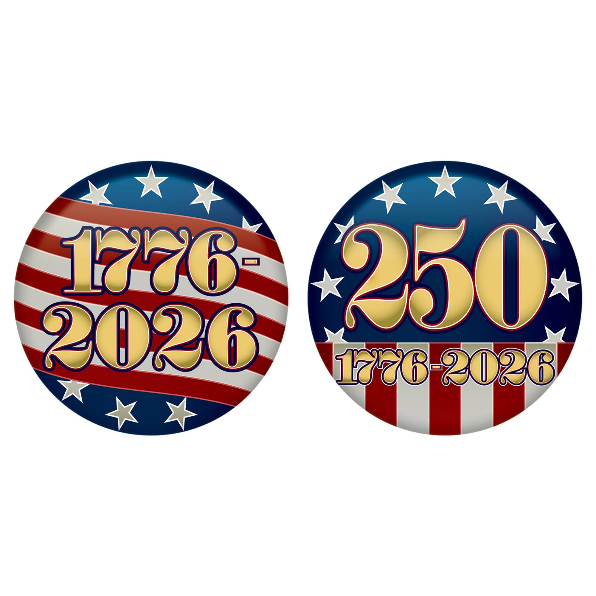 Beistle 2" Semiquincentennial Buttons, 6ct.